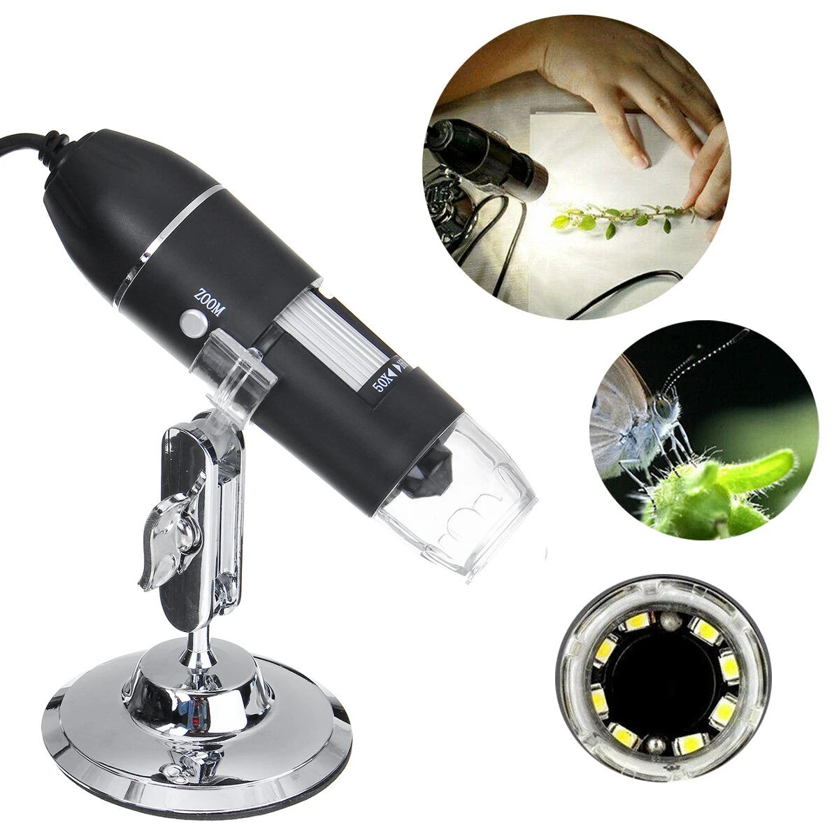 1600X 8LED 2MP USB Zoom Digital Microscope Hand Held Biological Camera — Pricio