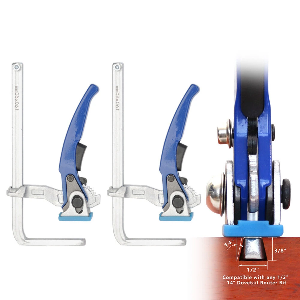 160x60mm Quick Release Ratchet Dovetail Clamp F Clamp Woodworking Clamping Tool for Joinery Work for 14-Degree by 1/2" Dovetail Tracks — view 2