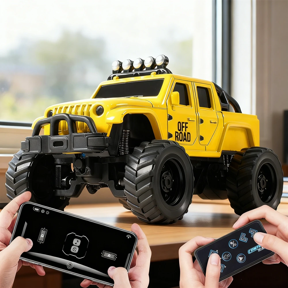1/64 2.4G Mini Alloy RC Car Three Speed Desktop Off-Road Climbing Truck Suppprt App Remote Control LED Light Vehicles Models Toys
