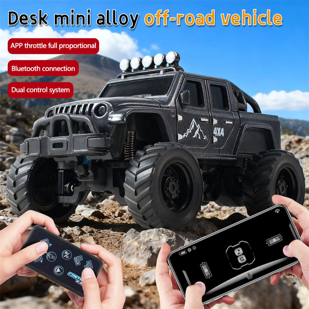 1/64 2.4G Mini Alloy RC Car Three Speed Desktop Off-Road Climbing Truck Suppprt App Remote Control LED Light Vehicles Models Toys — view 5