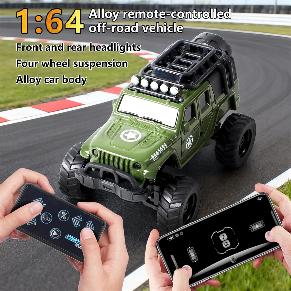 1/64 2.4G Mini Alloy RC Car Three Speed Desktop Off-Road Climbing Truck Suppprt App Remote Control LED Light Vehicles Models Toys — view 7