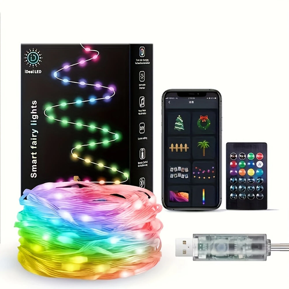 16.4ft /32.8ft /65.6ft iDeal LED Colorful USB LED Decorative String Lights with App Control Bluetooth Remote IP66 Waterproof for Holiday Room Decoration — view 4