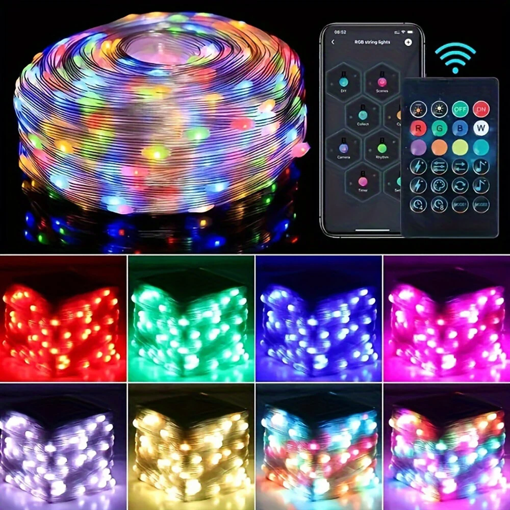 16.4ft /32.8ft /65.6ft iDeal LED Colorful USB LED Decorative String Lights with App Control Bluetooth Remote IP66 Waterproof for Holiday Room Decoration — view 5