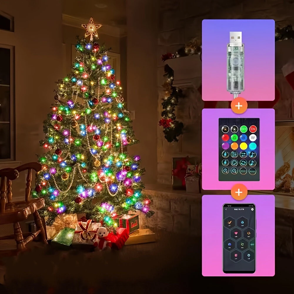 16.4ft /32.8ft /65.6ft iDeal LED Colorful USB LED Decorative String Lights with App Control Bluetooth Remote IP66 Waterproof for Holiday Room Decoration — view 7