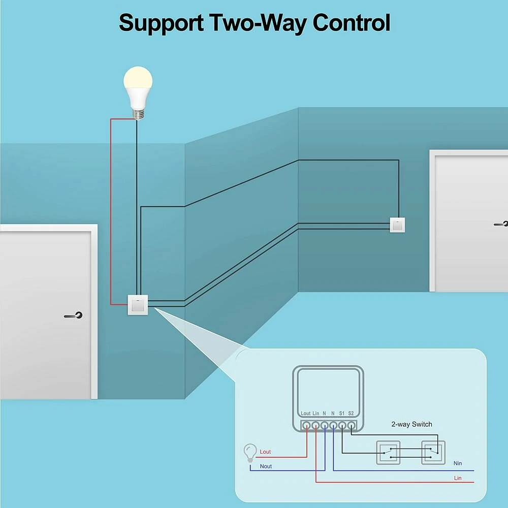 16A Mini Smart Wifi DIY Switch Support 2 Way Control Smart Home Automation Module Work with Alexa Google Home Smart Life App — view 7