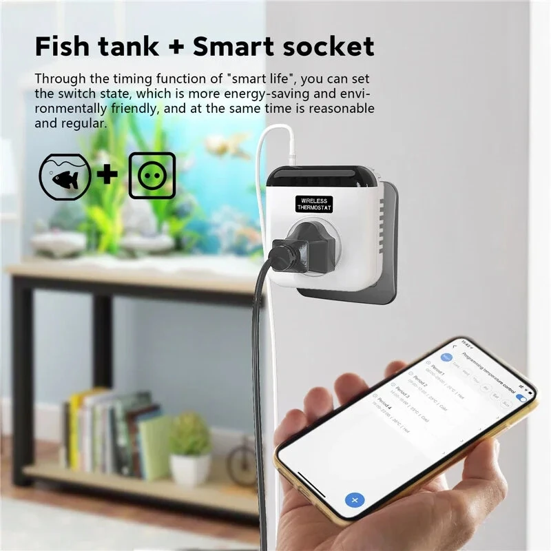 16A Programmable Tuya WiFi Smart Thermostat Wireless Plug-in Socket Temperature Controller Smart Life APP Control Voice Control with Alexa Google Assistant — view 3