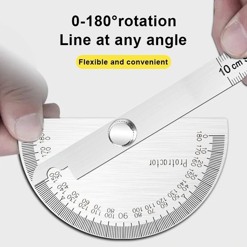 180 Degree Protractor Metal Angle Finder Goniometer Angle Ruler Stainless Steel Woodworking Tools Rotary Measuring Ruler — view 3