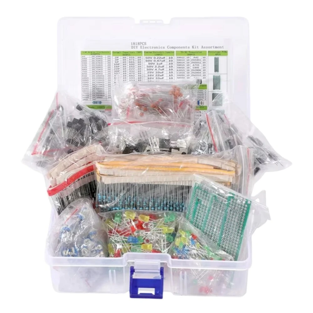 1818Pcs DIY Electronic Component Kit Multicolor LED Transistors Capacitors Versatile Usage for Experimenting Learning — image 1