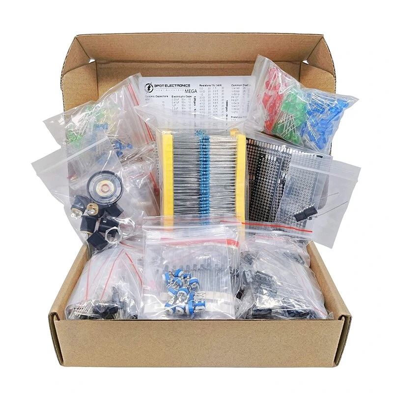 1900PCS Mega Electronic Component Assortment Kit Capacitors Resistors LED Transistors Diodes 1n270 Germanium DC Jacks opamp PCB — Pricio