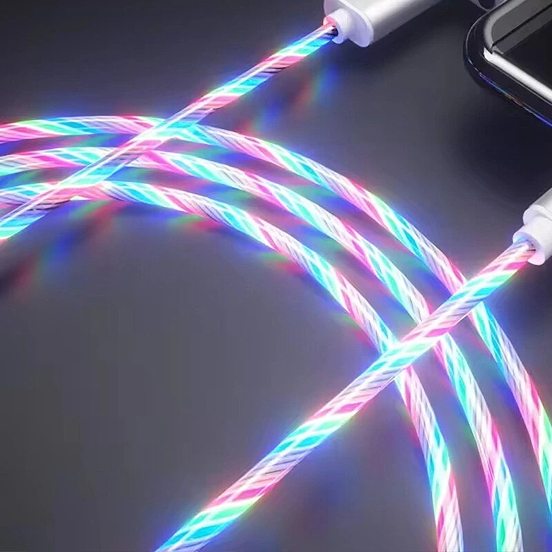 1M/2M USB-A to Type-C Glowing Cable Mobile Phone Charging Cables Tinned Copper Core Line with RGB Light for iPhone 16 16 Pro 15 Pro Max for HUAWEI for SAMSUNG for XIAOMI — Pricio