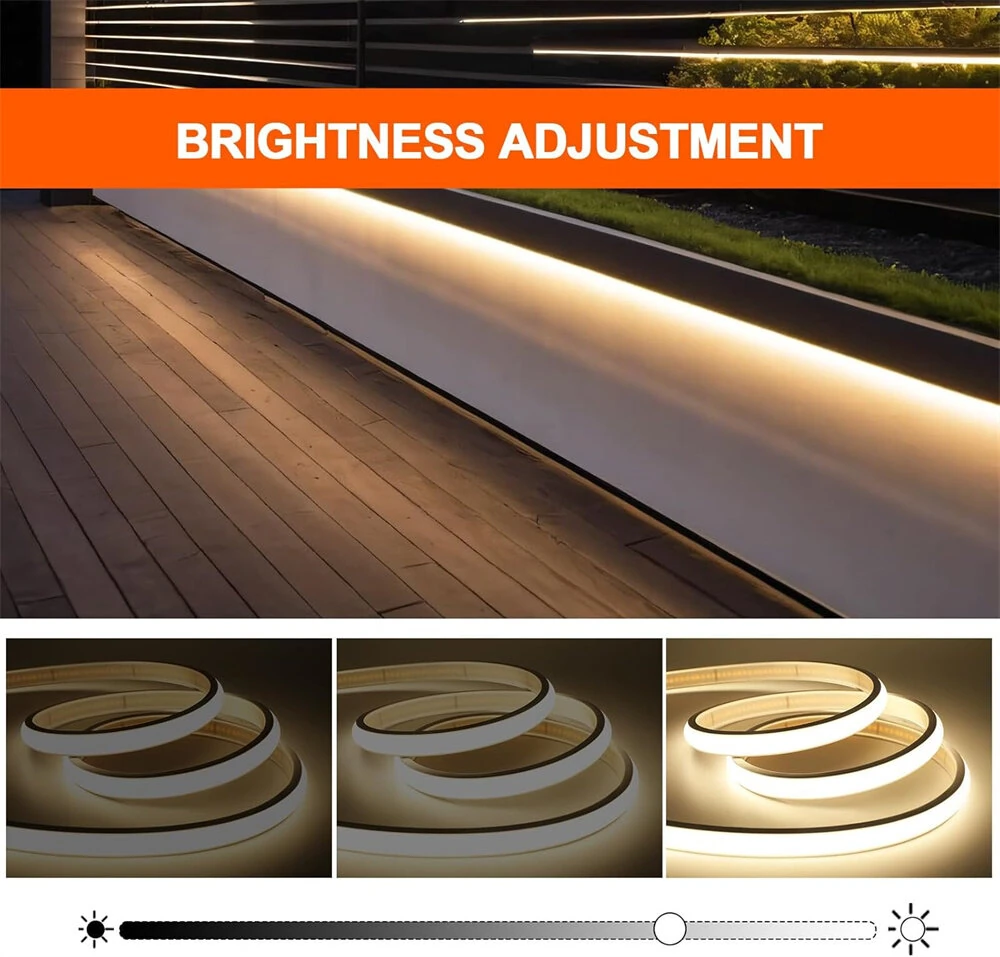 1m/2m/5m COB LED Strip Light IP65 Waterproof Flexible 288LEDs/m Warm White 3000K/Natural White 4000K High Brightness Indoor Outdoor Use — view 6