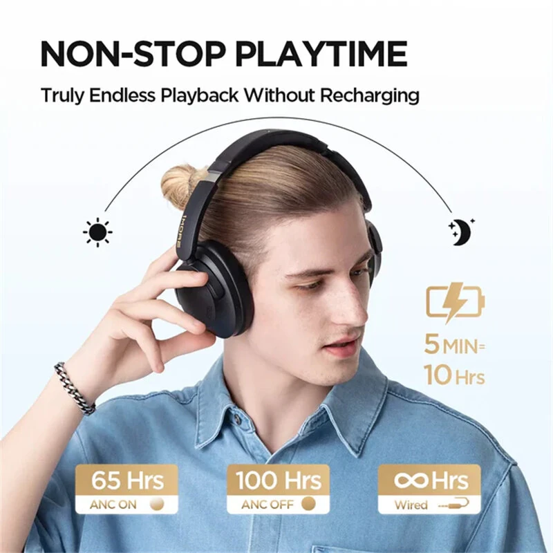 1MORE SonoFlow Pro HQ51 Wireless ANC Headphone bluetooth Headset QuietMax Intelligent Noise Cancelling AI Call Noise Reduction 40mm Diamond Dynamic Driver Hi-Res Audio Lossless 100H Battery Life Low Delay Gaming Headset Headphones — view 7