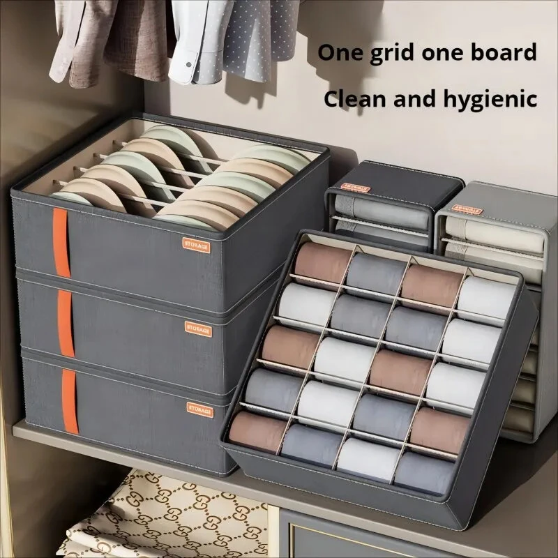 1PC 6/7/20 Grid Underwear Storage Box Socks Underwear Storage Drawer Division Multifunction Ale Household Wardrobe Classification — view 4