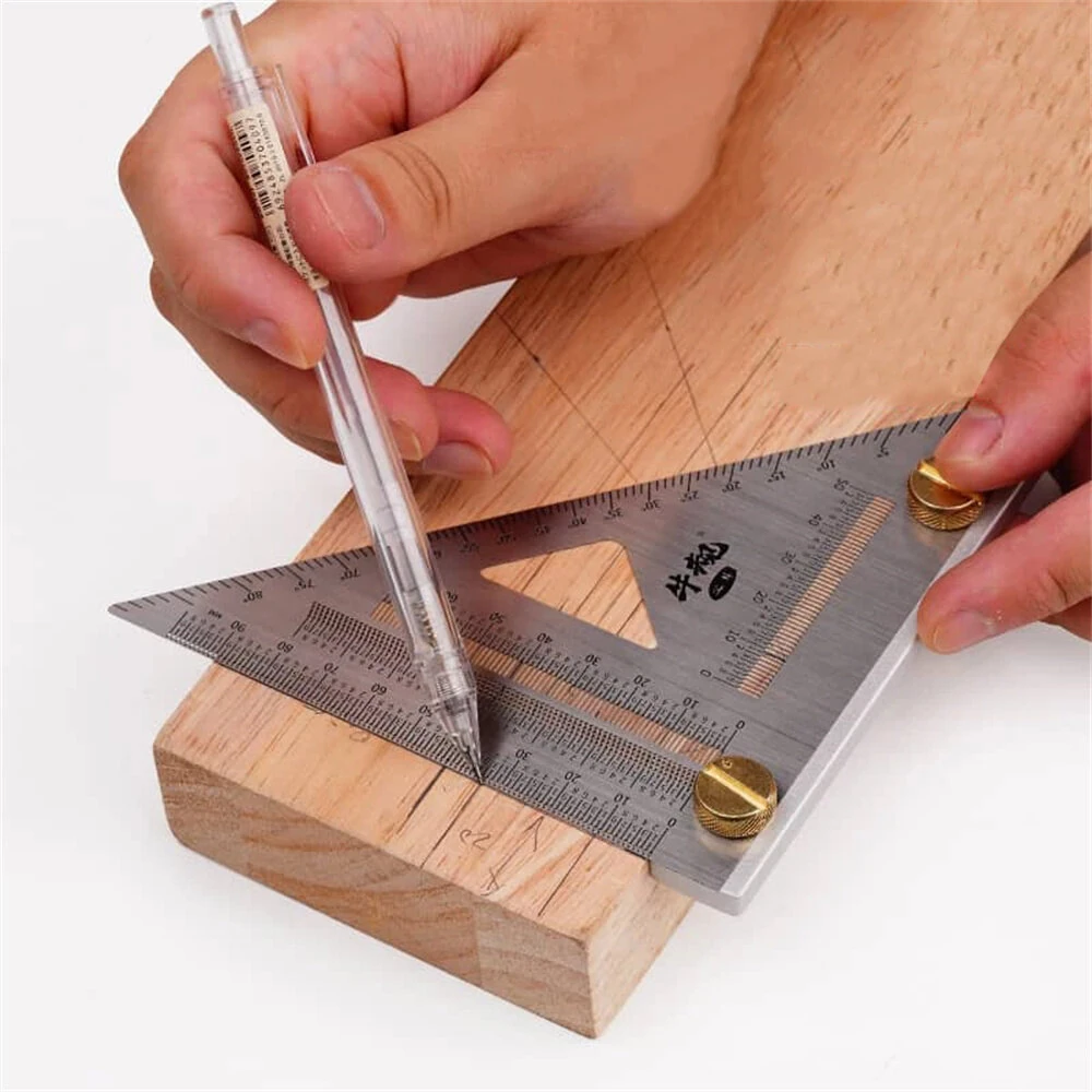 1Pc Carpenter Square 3D Multi Angle Measuring Ruler Precision Hole Positioning Marking Gauge Woodworking Scriber Triangle Ruler — view 2