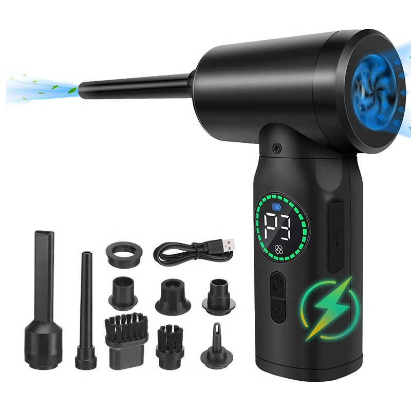 2 In 1 6000mAh Cordless Portable Digital Display Air Duster  Blower Vacuum Cleaner Portable Car Vacuum Cleaner Compressed Air Blower for Keyboard Computer Car Washing — view 2