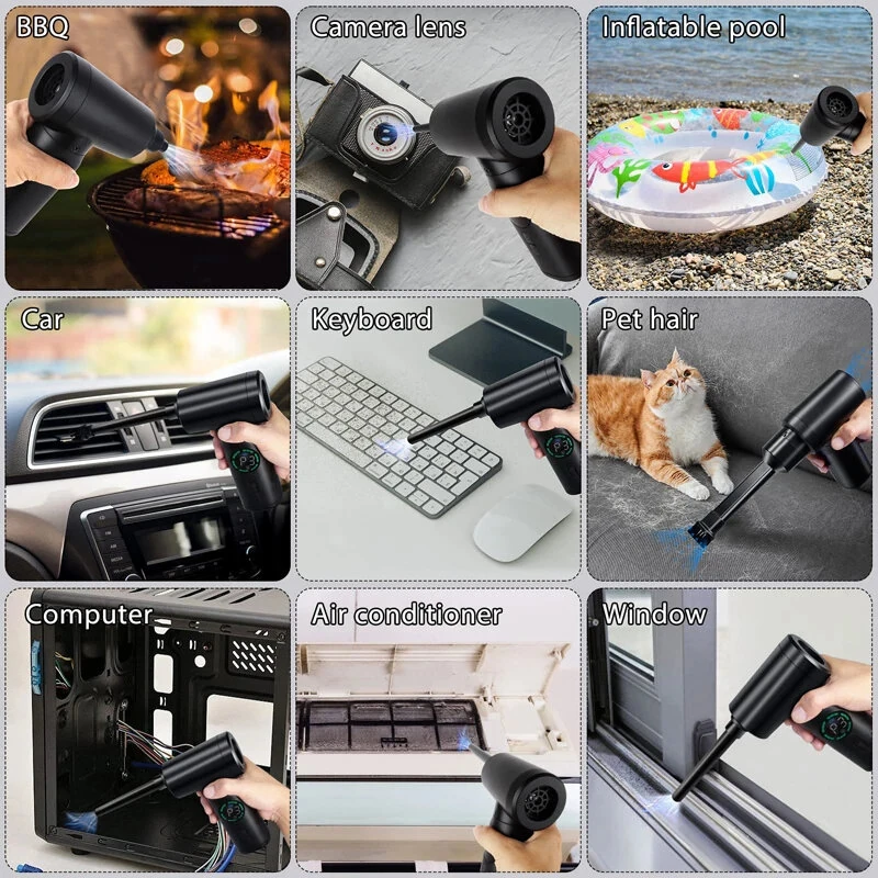 2 In 1 6000mAh Cordless Portable Digital Display Air Duster  Blower Vacuum Cleaner Portable Car Vacuum Cleaner Compressed Air Blower for Keyboard Computer Car Washing — view 6