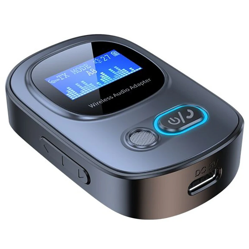 2-in-1 Bluetooth Adapter Receiver Transmitter with HD Display Audio Adapter Bluetooth 5.3 Receiver For Car With LED Display Aux Bluetooth — view 2
