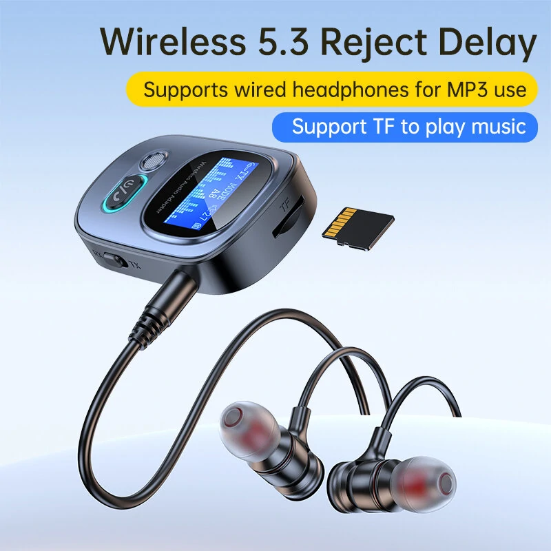 2-in-1 Bluetooth Adapter Receiver Transmitter with HD Display Audio Adapter Bluetooth 5.3 Receiver For Car With LED Display Aux Bluetooth — view 3