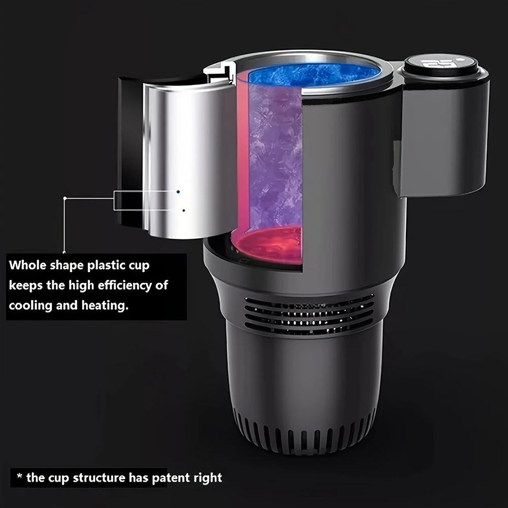 2 In 1 Summer Car Cooling And Heating Cup Smart Quick Hot And Cold Cup Portable Car Cold Water Cup Holder Car Refrigerator  Beverage Holder — view 4
