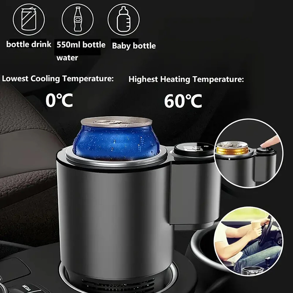 2 In 1 Summer Car Cooling And Heating Cup Smart Quick Hot And Cold Cup Portable Car Cold Water Cup Holder Car Refrigerator  Beverage Holder — view 5