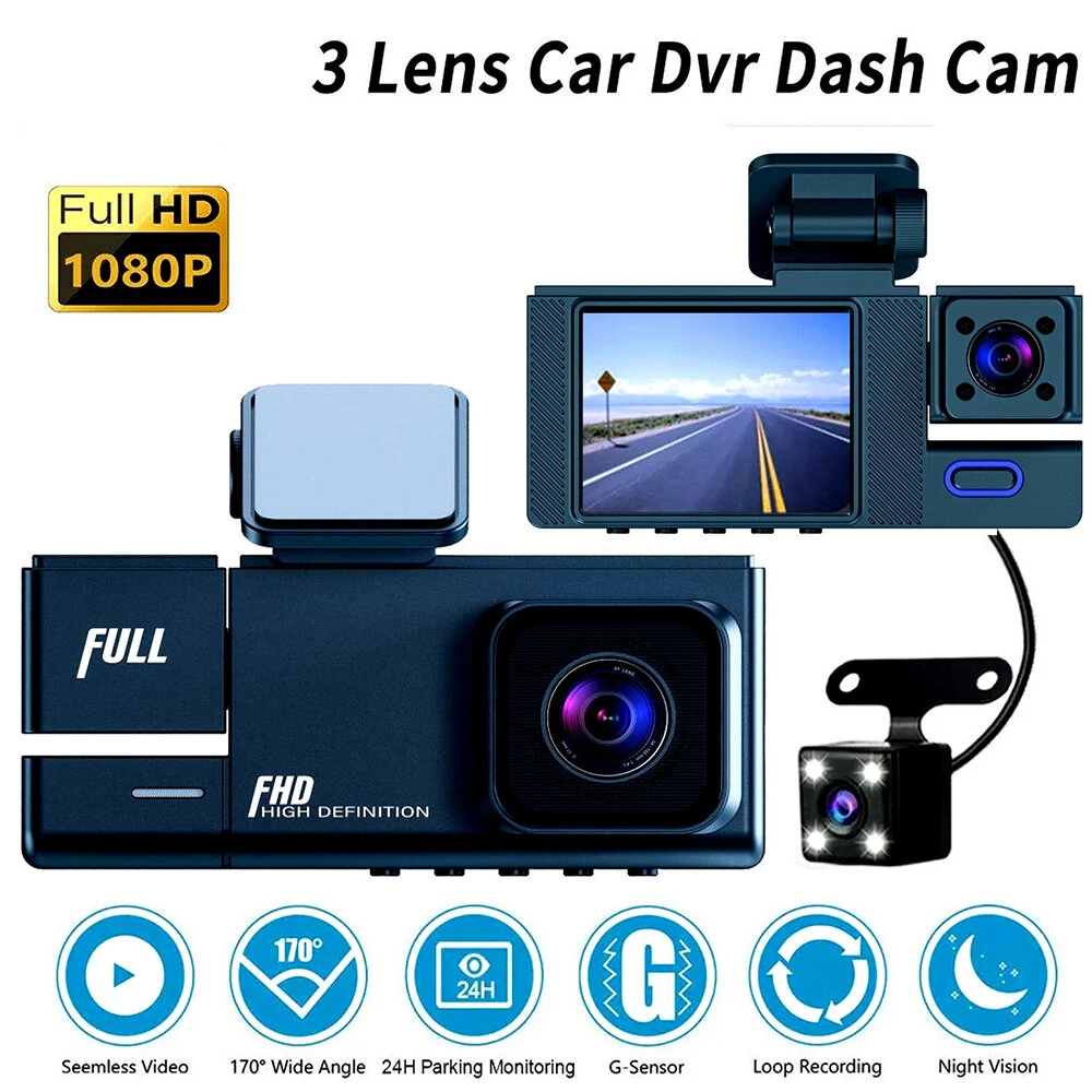 2 Inch IPS Screen Car Dash Cam 3-Channel Driving Recorder G-sensor Loop Recording Parking Monitoring — view 2