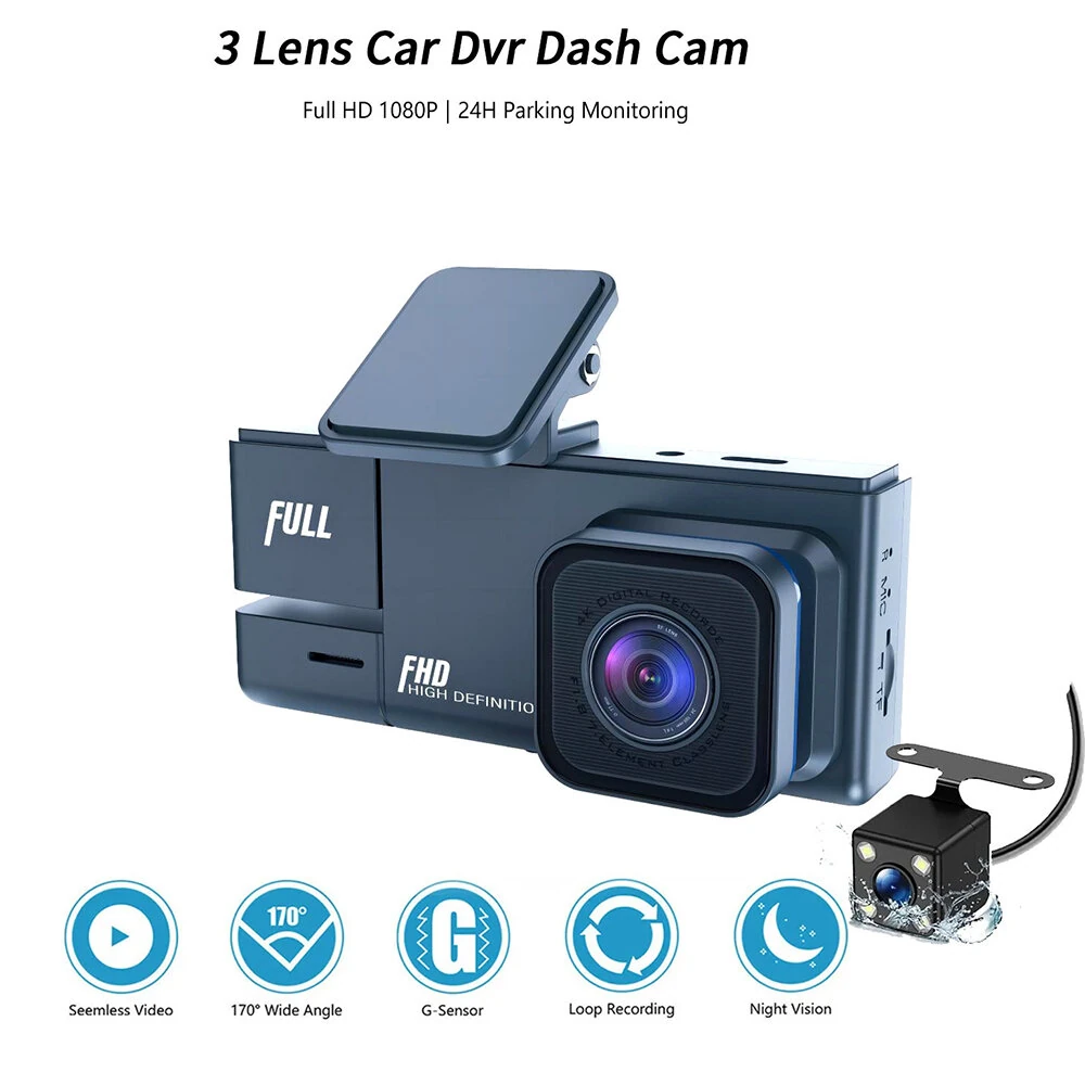 2 Inch IPS Screen Car Dash Cam 3-Channel Driving Recorder G-sensor Loop Recording Parking Monitoring — view 3