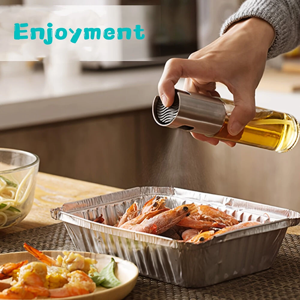 2 Pieces Cooking Oil Sprayer Olive Oil Kitchen Oil Spray Bottle Portable Kitchen Dispenser for Air Fryer Baking Salad Grilling Baking Olive Oil — view 3