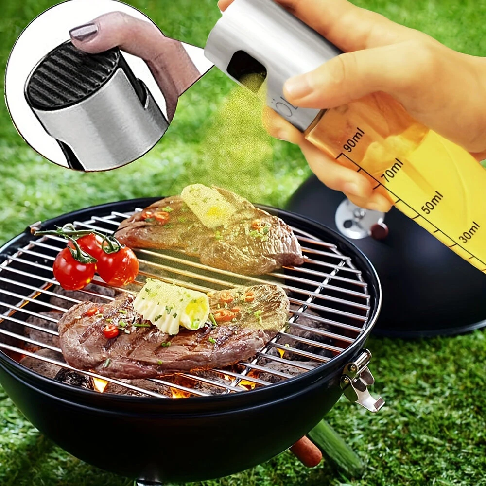 2 Pieces Cooking Oil Sprayer Olive Oil Kitchen Oil Spray Bottle Portable Kitchen Dispenser for Air Fryer Baking Salad Grilling Baking Olive Oil — view 5