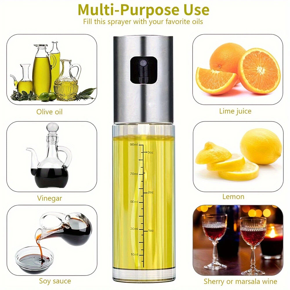 2 Pieces Cooking Oil Sprayer Olive Oil Kitchen Oil Spray Bottle Portable Kitchen Dispenser for Air Fryer Baking Salad Grilling Baking Olive Oil — view 6