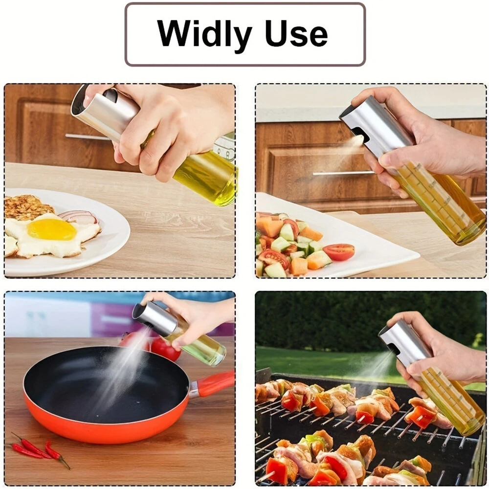 2 Pieces Cooking Oil Sprayer Olive Oil Kitchen Oil Spray Bottle Portable Kitchen Dispenser for Air Fryer Baking Salad Grilling Baking Olive Oil — view 7