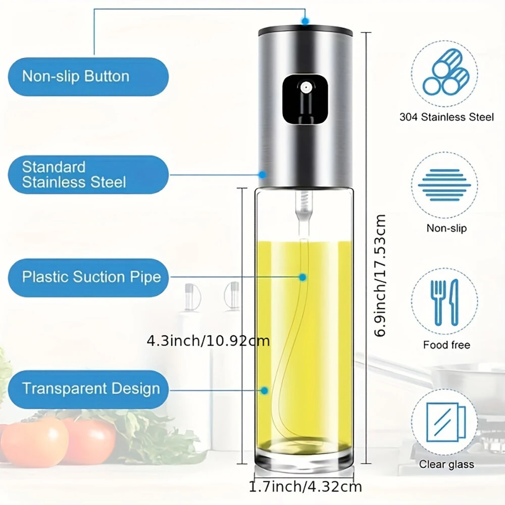 2 Pieces Cooking Oil Sprayer Olive Oil Kitchen Oil Spray Bottle Portable Kitchen Dispenser for Air Fryer Baking Salad Grilling Baking Olive Oil — view 8