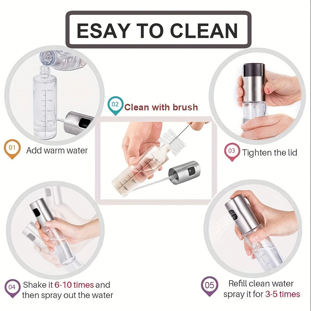2 Pieces Cooking Oil Sprayer Olive Oil Kitchen Oil Spray Bottle Portable Kitchen Dispenser for Air Fryer Baking Salad Grilling Baking Olive Oil — view 9