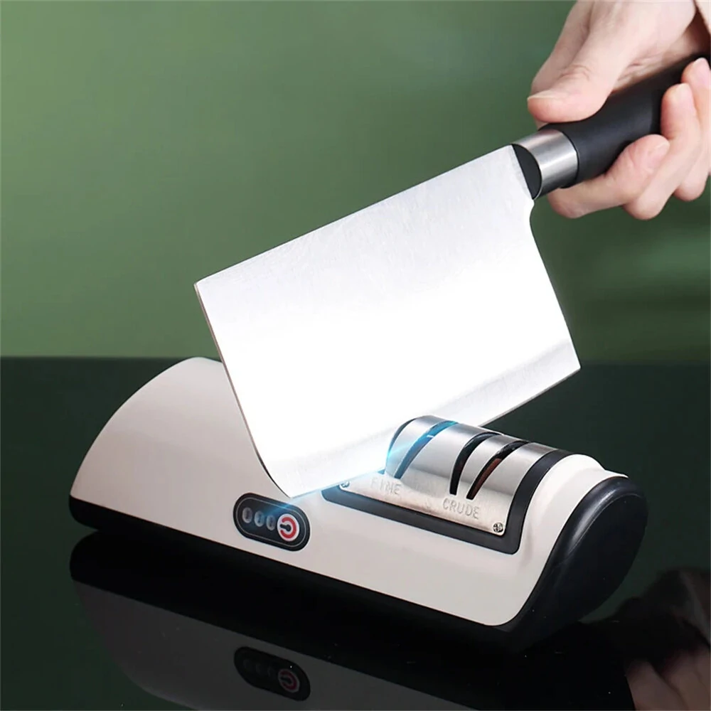 2-Stage Electric Knife Scissors Sharpener Professional Kitchen Sharpening Tool Built-in 2000mAh Battery for Straight-Edge Knife Hunting Knife Pocket Blades — view 4