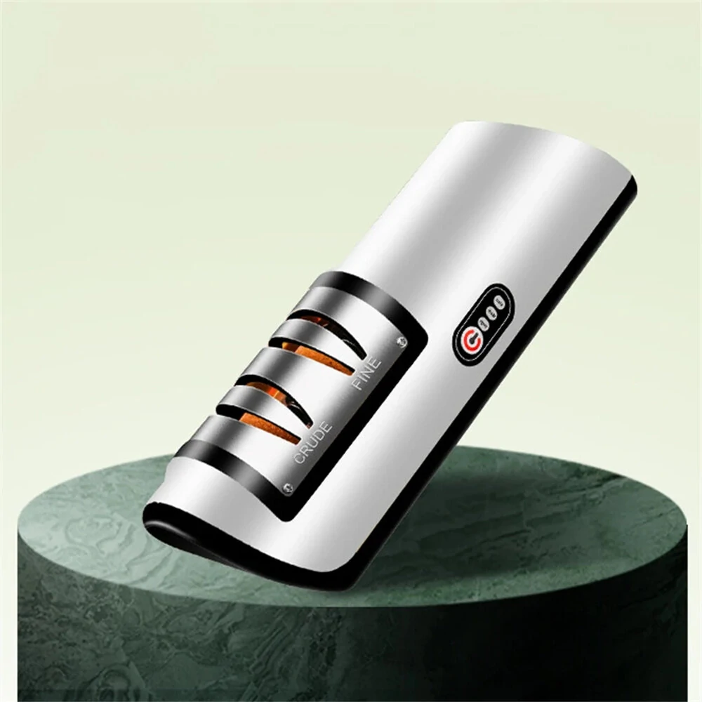 2-Stage Electric Knife Scissors Sharpener Professional Kitchen Sharpening Tool Built-in 2000mAh Battery for Straight-Edge Knife Hunting Knife Pocket Blades — view 6
