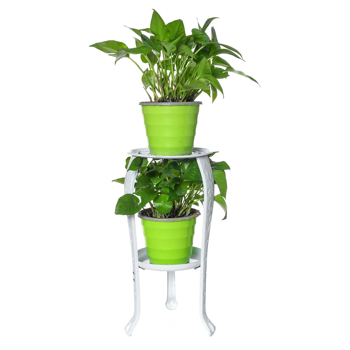 2 Tier Plant Stand Ceramic Planter Pot Succulent Flower Iron Rack Holder — view 3