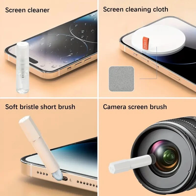 20-in-1 Phone Computer Keyboard Cleaning Tool Kit Computer Keyboard Cleaning Brush Kit Cleaning Pen for Tablet Camera Phones Headphones Cleaning Tools Key Puller — view 6