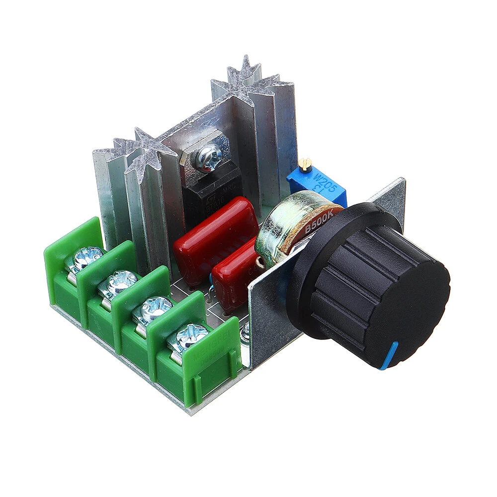 2000W Speed Controller SCR Voltage Regulator Dimming Dimmer Thermostat 220V 90-220V AC Adjustable Voltage for Electric Furnace Water Heater Lamps Small Motor Electric Iron — view 2