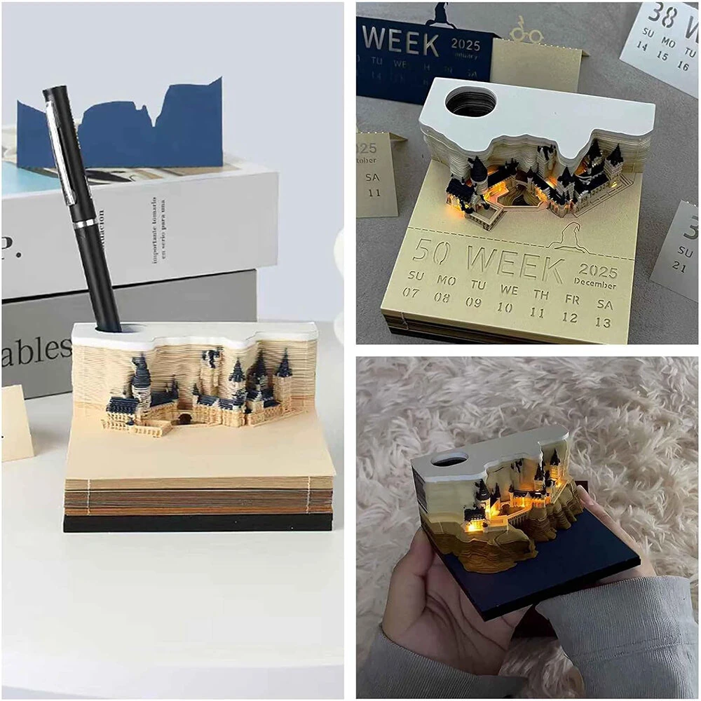 2025 Memo Art Calendar Board Creative Timepiece Calendar with LED Light Creative Gift 3D Stereo Notepad — Pricio