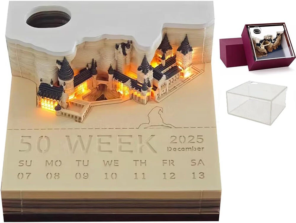 2025 Memo Art Calendar Board Creative Timepiece Calendar with LED Light Creative Gift 3D Stereo Notepad — view 4