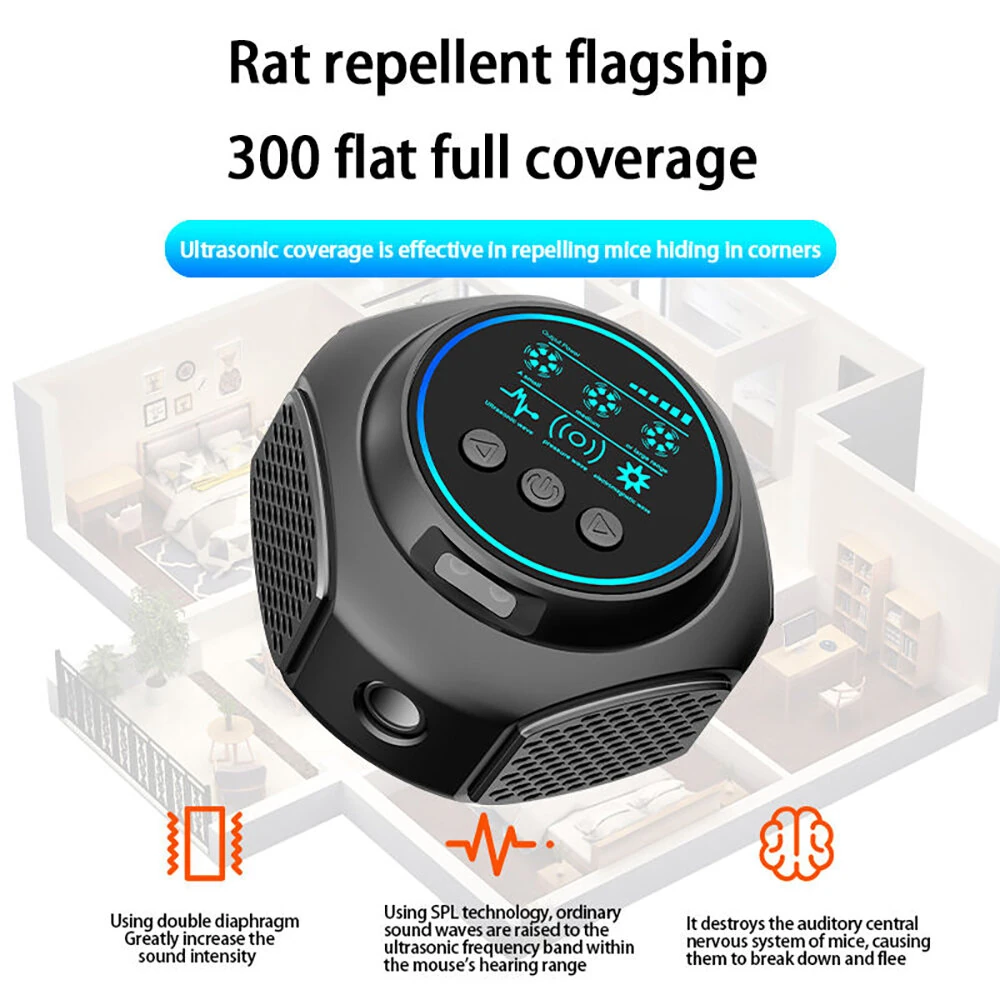 20kHz - 45kHz Ultrasonic Mouse Repeller High Power Mosquito Repeller Insect Repeller 360° Repeller for Large Homes Warehouses Hotels And Office Spaces — view 7