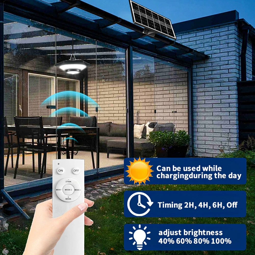 228LED Motion Sensor Solar Pendant Light Outdoor Waterproof with Remote Control 3 Modes Garden Light — view 3