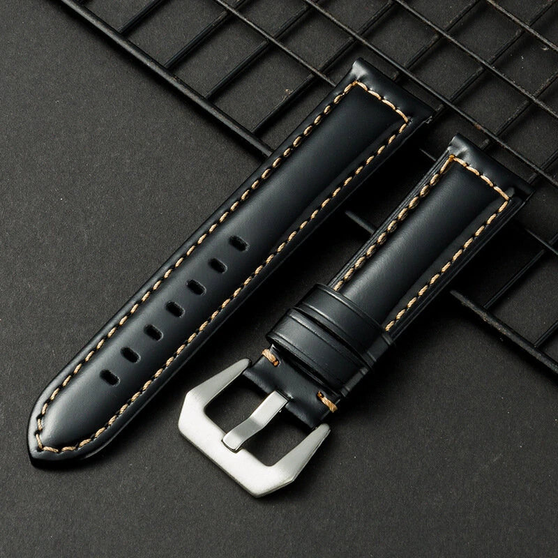 22mm Multi-color Hand-sewn Retro Cow Leather Smart Watch Band Replacement Strap — view 3