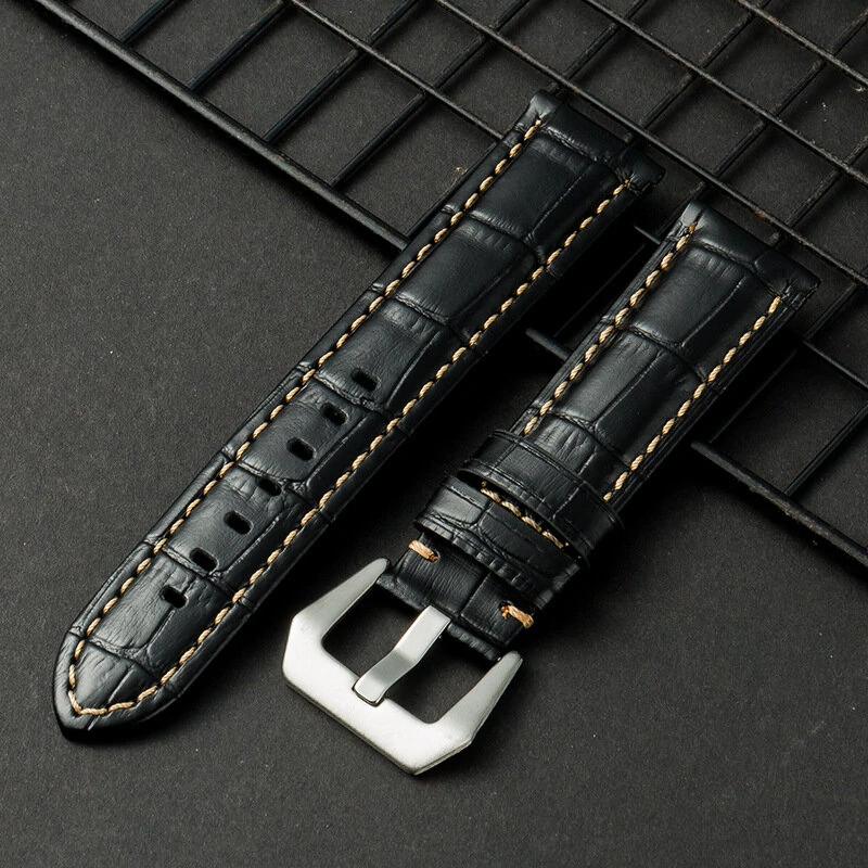 22mm Multi-color Hand-sewn Retro Cow Leather Smart Watch Band Replacement Strap — view 6