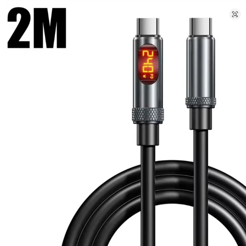240W Super Fast Charging Cable with LED Display USB C To Type C Dual Type-C Quick Car Data Cable — view 5