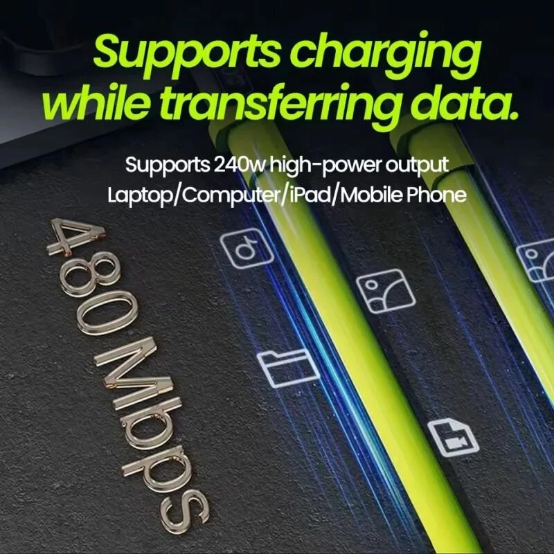 240W Super Fast Charging Cable with LED Display USB C To Type C Dual Type-C Quick Car Data Cable — view 7