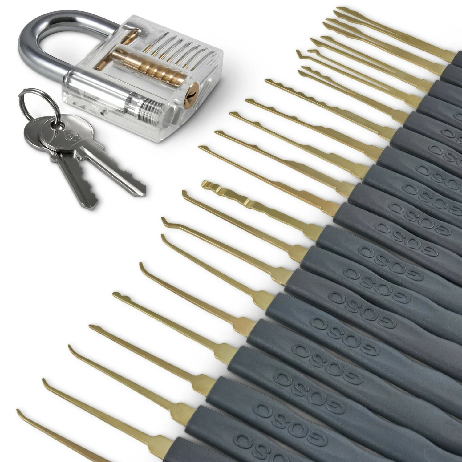 24pcs Single Hook Lock Pick Set with 1Pc Transparent Lock Locksmith Practice Training Skill Set — view 10