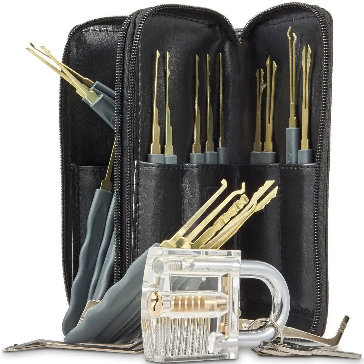 24pcs Single Hook Lock Pick Set with 1Pc Transparent Lock Locksmith Practice Training Skill Set — view 3