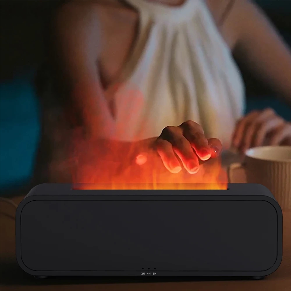 250ML Colorful Flame Aromatherapy Diffuser Dynamic Fire Flame  Cool Mist Humidifier with 7 Colors Light Remote Control Timer and Auto Off Function for Home Office — view 10