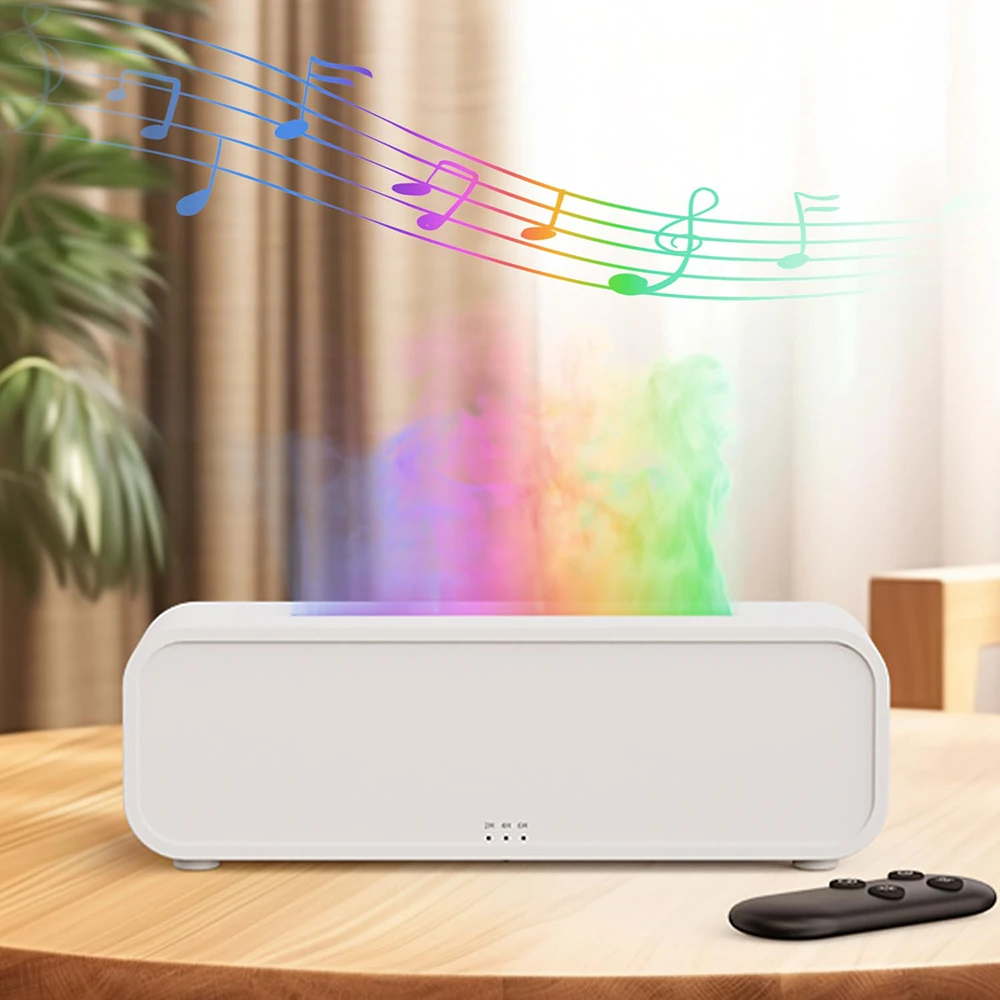 250ML Colorful Flame Aromatherapy Diffuser Dynamic Fire Flame  Cool Mist Humidifier with 7 Colors Light Remote Control Timer and Auto Off Function for Home Office — view 3