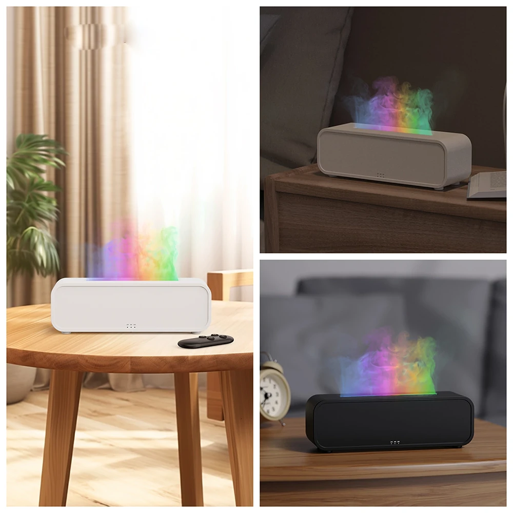 250ML Colorful Flame Aromatherapy Diffuser Dynamic Fire Flame  Cool Mist Humidifier with 7 Colors Light Remote Control Timer and Auto Off Function for Home Office — view 4